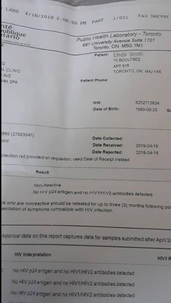 HIV NEGATIVE RESULT